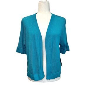 ALLISON DALEY Women’s Aqua Open Knit Cardigan Size PL